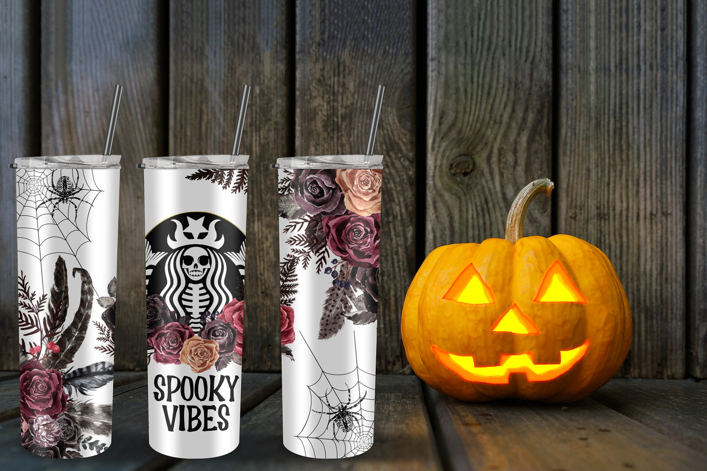 Spooky vibes tumbler, Halloween tumbler, Halloween cup, Skeleton Tumbler, Fall, Custom Tumblers, 20 oz Tumbler, Halloween gift