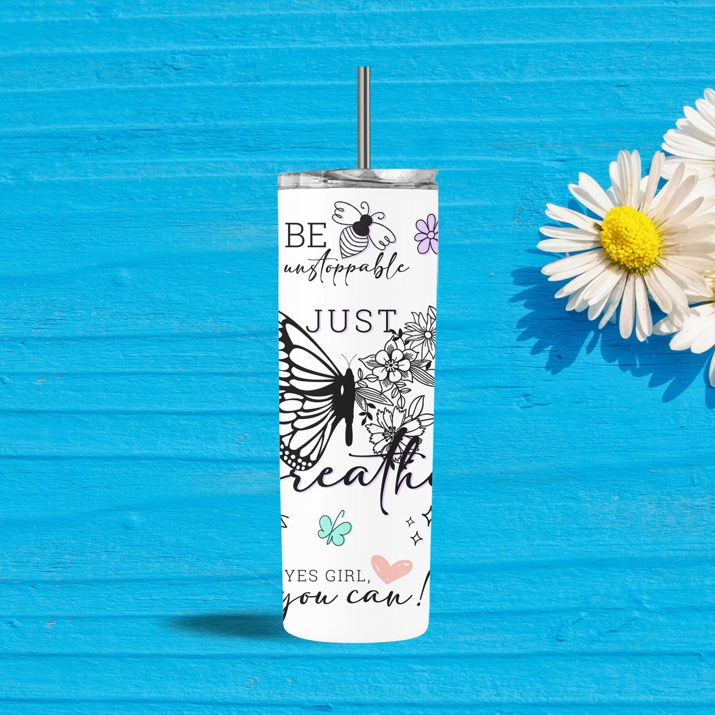 20 oz Affirmations Tumbler Positive Affirmations Tumbler Butterflies Inspirational Quotes Daily Reminder