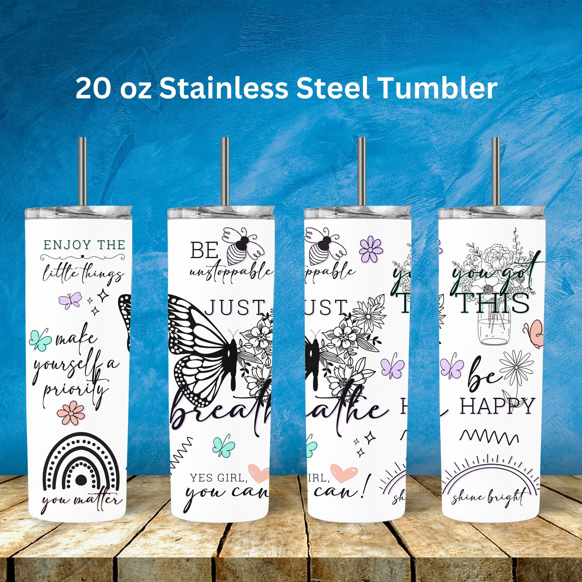 20 oz Affirmations Tumbler Positive Affirmations Tumbler Butterflies Inspirational Quotes Daily Reminder