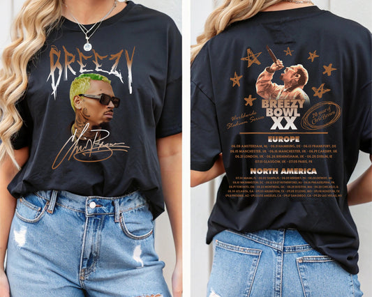 Breezy Bowl, C. Brown Breezy T-shirt, World Tour Shirt, Fan Merch, Breezy Bowl XX, Concert Shirt, Concert Gift, Fan Gift