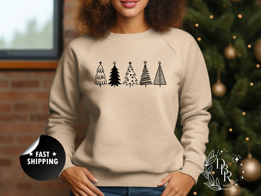 Christmas Trees Sweater,Crewneck Sweater, Holiday Sweater,Christmas Sweatshirt, Christmas Tree Sweatshirt, Christmas Minimal Sweatshirt