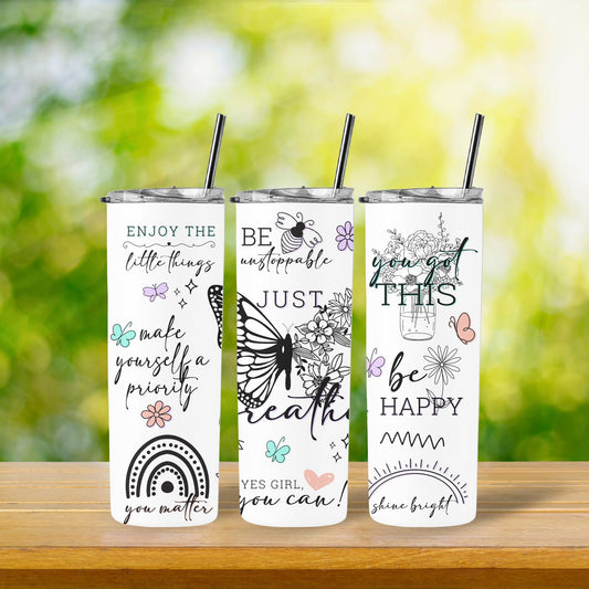20 oz Affirmations Tumbler Positive Affirmations Tumbler Butterflies Inspirational Quotes Daily Reminder